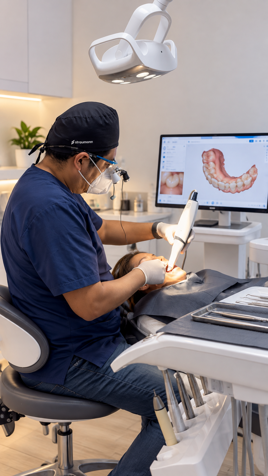 Escaneo intraoral en DentiMed con el modelo 3D en pantalla